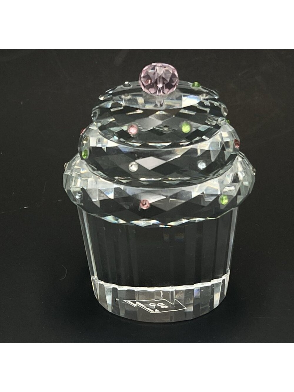 Crystal Glass Cupcake Cup Cake Paperweight Pastel Pink Rhinestone Birthday Gift